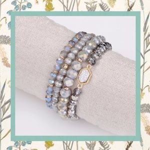 ✨BY REQUEST ✨GRAY BEAD STACKER BRACELET BOHO CHIC